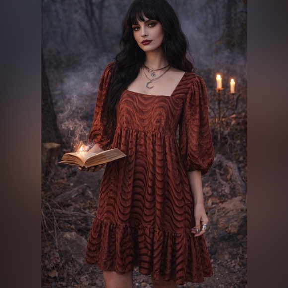 Moon River Dresses & Skirts - Moon River Velvet Burnout Mini Dress Milkmaid NWT Whimsigoth Ren Faire Women Lg